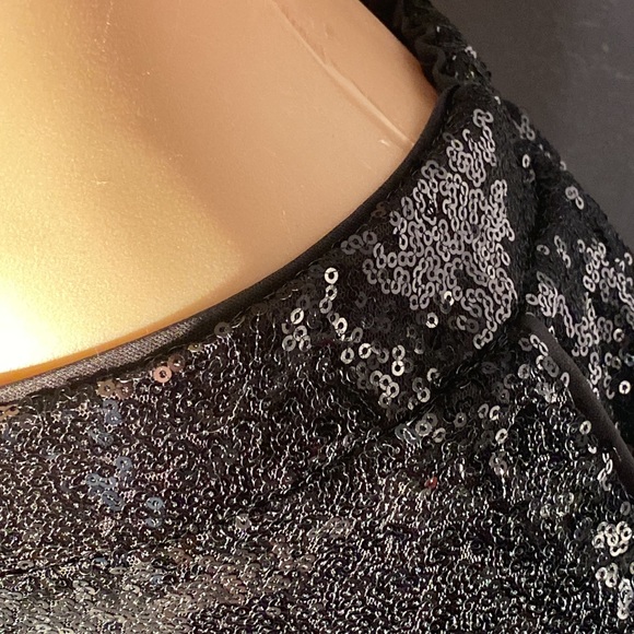 NEW YORK & CO - NWT - pocketed joggers: black sequin w elastic waist / cuffs - L - Picture 10 of 16